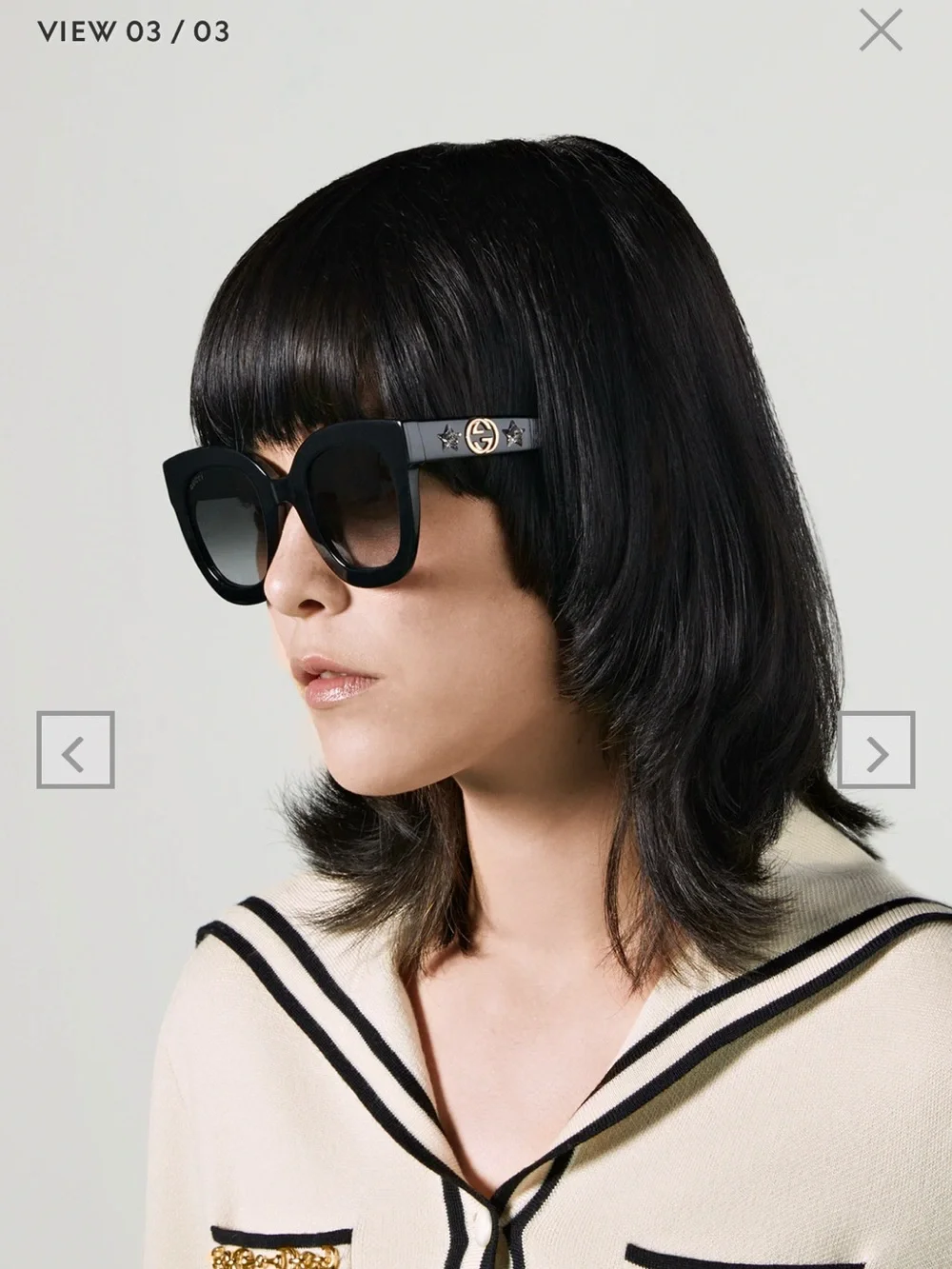 Gucci Black Oversized Sunglasses with Gold GG & Star Embellishments